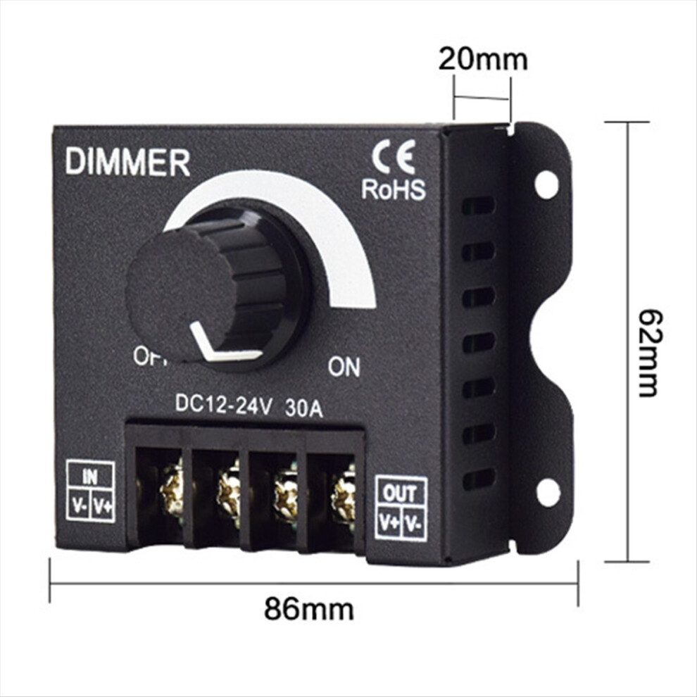 5Pcs Dc 12V 24V Led Dimmer Switch 30A Voltage Regulator 4711904631127