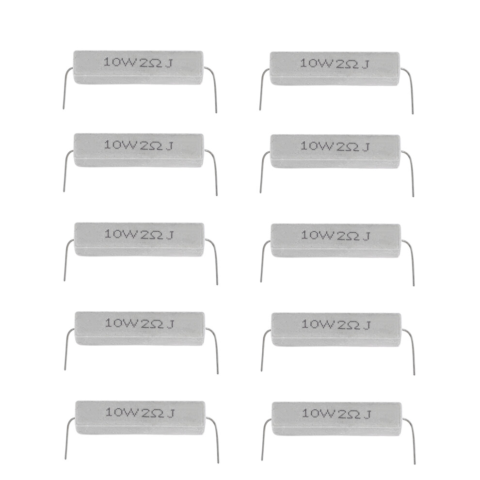 10 Pcs Wire Wound Ceramic Cement Resistor 2 Ohm 10W Watt 4711749495526