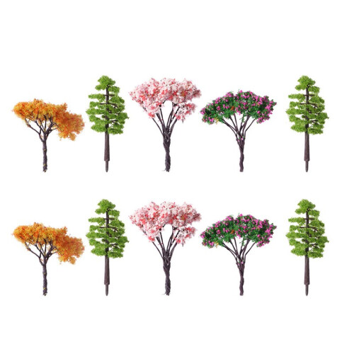 10 Pezzi Albero Simulato Per Micro Paesaggio In Metallo E 2