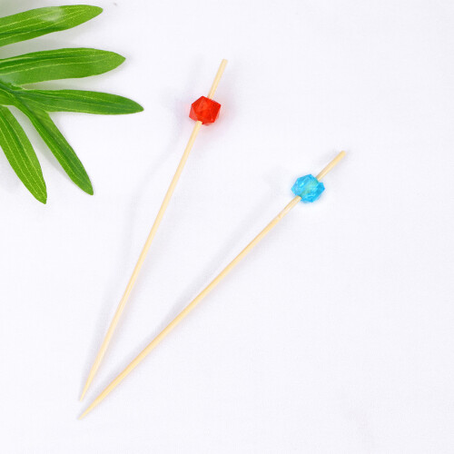 1 Confezione Stuzzicadenti In Bamboo Con Perline Acriliche, 100 Pezzi 2