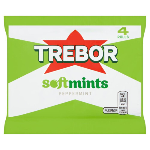 Trebor Softmints Peppermint Mints Multipack, Chewy Centre, Crunchy Shell, 18 x 179.6g