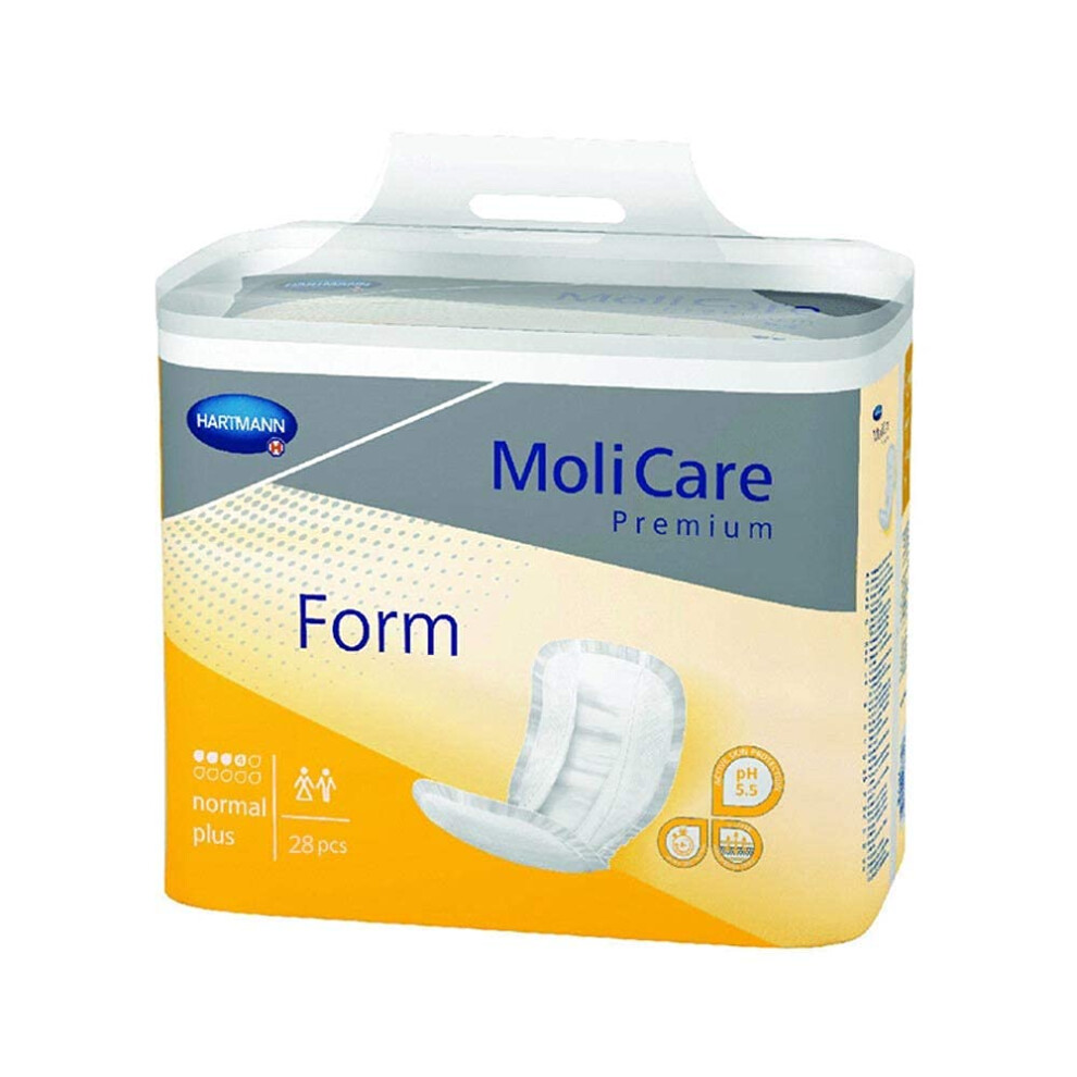 Molicare Premium Form Normal Plus 168018 Large Shaped Incontinence Pads (4 Packs Of 28)