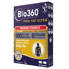 Natures Aid Bio360 Pro-100 Ultra Probiotic 100 Billion Bacteria CFU ? High Strength Vegan Supplement Supports Digestive Health, Immunity, Gut Flora &