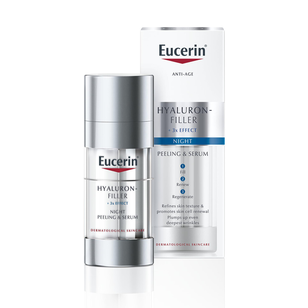 Eucerin Hyaluron-Filler Night Peeling & Serum 30Ml, Dual-Efficacy Serum To Reduce Visible Signs Of Ageing, Advanced Skincare With Hyaluronic Acid And
