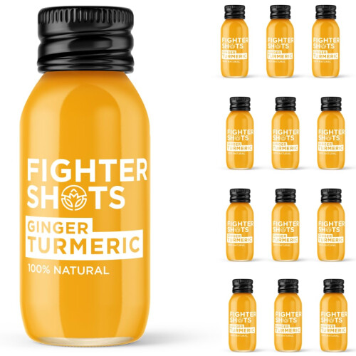 Fighter Shots Ginger Turmeric Shots (12x60ml) | Reduces Bloating |