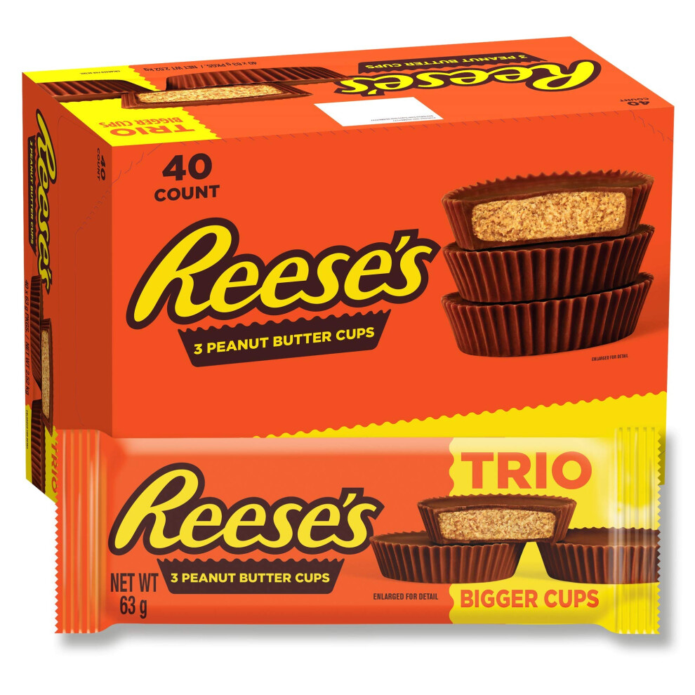 Reese's Peanut Butter Cups, Trio 3 Milk Chocolate Flavour Cups, Pack Of 40 X 63 G