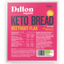 Dillon Organic Beetroot Flax Keto Bread, 6 x 250g Low Carb and Gluten-Free, High Fibre and High Omega 3, A Blend of Beetroot, Flax, Sunflower Seeds,