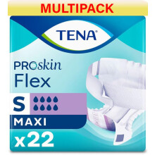 TENA ProSkin Flex Maxi | Size Small | 8 Drops High Absorbency | All-in-one Slips | 3 Pack of 22