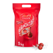 Lindt Lindor Milk Chocolate Truffles Bag - Approx 80 balls, 1kg - Chocolate Truffles with a Smooth Melting Filling - Gift Present or Sharing Box -