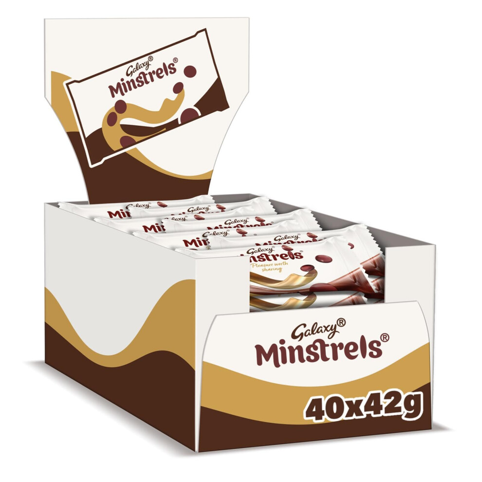 Galaxy Minstrels Chocolate Bag Bulk Box, Chocolate Gift, Milk Chocolate, Bulk Chocolate, Movie Night Snacks, 40 X 42G