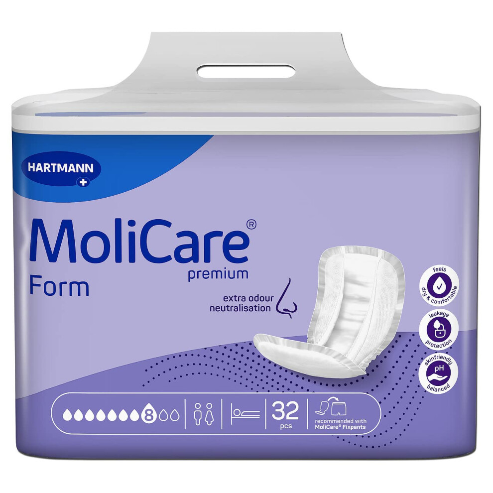 Molicare Premium Form 8D Incontinence Pads (4 Packs Of 32)