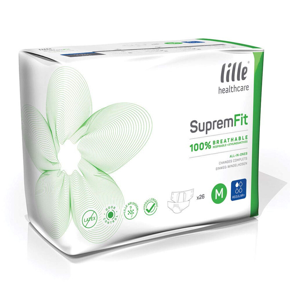 Ontex Lille Healthcare Suprem Fit All-In-One Incontinence Briefs - Maxi - Medium (4 Packs Of 20)