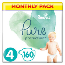 Pampers Baby Nappies Size 4 (9-14 kg / 20-31 lbs), Pure Protection (Harmonie), 160 Count, MONTHLY SAVINGS PACK, Premium Cotton & Soft Plant-Based
