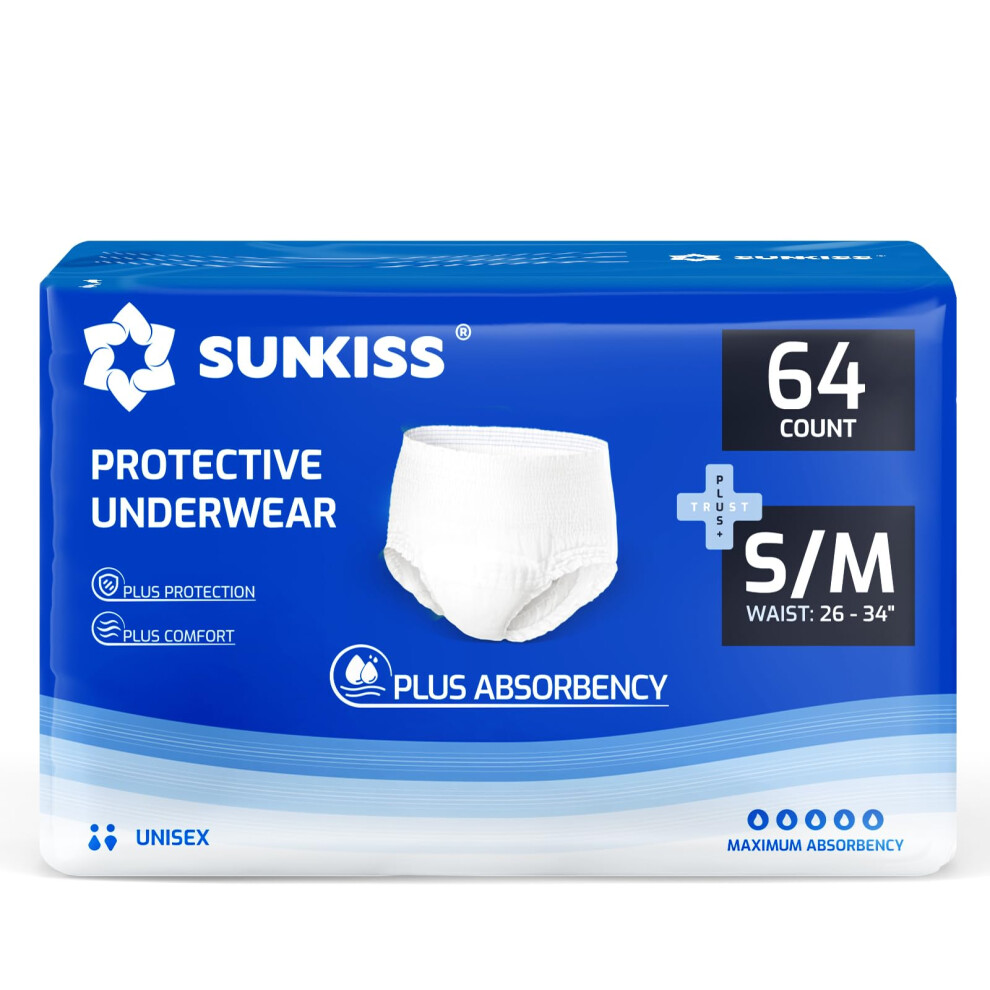 Sunkiss Trustplus Incontinence Pants For Men And Women, Adult Pull Ups, Disposable Protective Underwear, Maximum Absorbency, Odour Control,