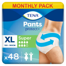 TENA Pants Super, 48 pairs, Unisex Incontinence Pants (4 x 12 packs) for Women and Men with Heavy Bladder Weakness, Designed for Everyday Life with