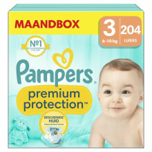 Pampers Baby Nappies Size 3 (6-10 kg) Premium Protection, Midi, Monthly Box, Best Comfort and Protection for Sensitive Skin, Pack of 204