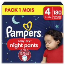 Pampers Night Pants Size 4, 180 Nappy Pants, 9kg-15kg, Extra Protection All Night Long