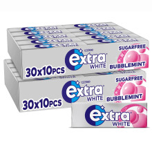 Wrigley's Extra Chewing Gum Bubblemint Flavour Sugar Free, 60 Packs of 10 Pieces