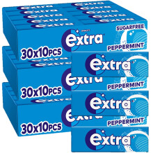 Wrigley?s Extra Sugar-free Chewing Gum | Refreshing Peppermint Flavour | Freshens Breath | With Xylitol | Helps with Oral Hygiene for Healthy Teeth &