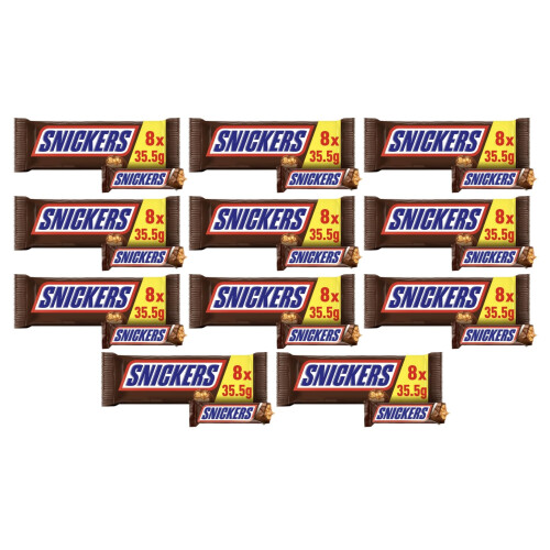 snickers Snickers Chocolate Bars, 8 Pack x 11 Units (Full Case)