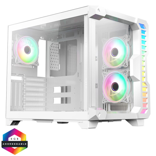 CiT Pro Android X Gaming Cube ATX Mid-Tower Dual Chamber White PC Computer Case