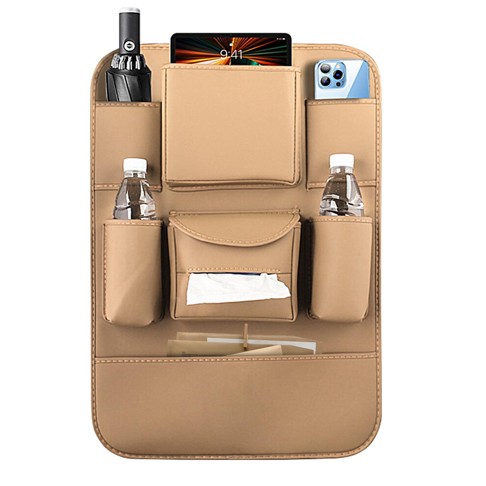 Car Seat Organiser Backseat Organizer Color Universal Fit Behind The Seat Pockets Storage Bag Cream 9393856551460