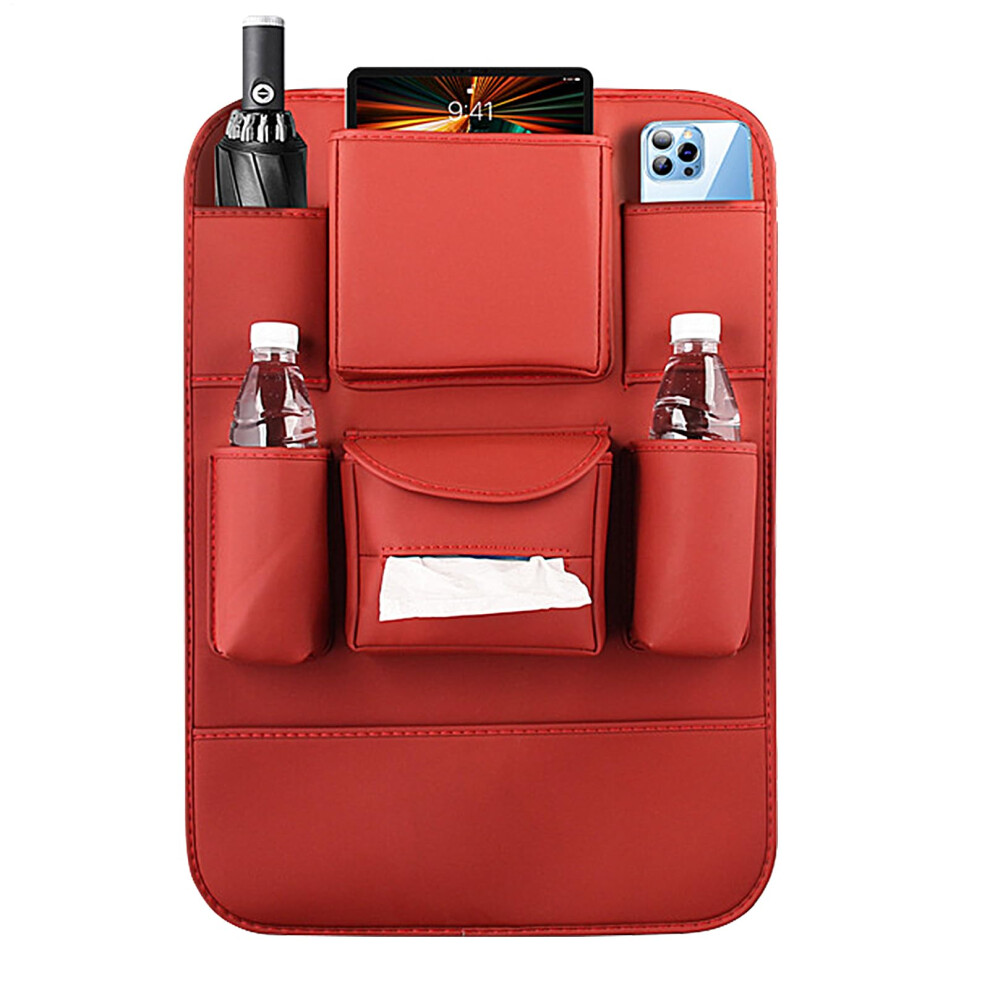 Backseat Organizer Anti-Kick Pad Protection Multi-Pocket Travel Holder 22.83X16.54x0.79 Inches Vehicle Truck Sedan Interior Red 9393856551798