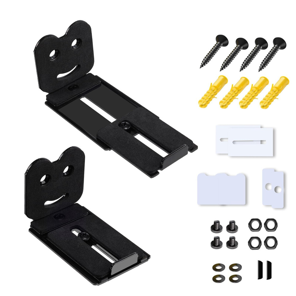 2Pcs Adjustable Soundbar Wall Mount Brackets For Heavy Center Channel Speakers, 50Kg Capacity, Floating Narrow Wall Mount Black 9393856551804