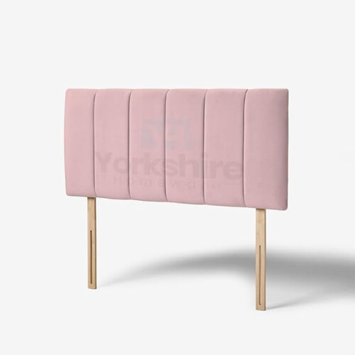 (Double Pink)4ft 6inch Plush Velvet Padded Lined Headboard