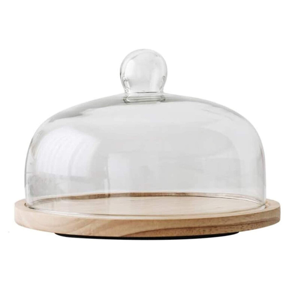 Wooden Pastry Tray With Lid 28.2cm 24.6cm Transparent Glass Dome Cover For Pizza Fruit Dessert Bread Cheese Countertop Display-image-OPC-PMDGPK6-NEW