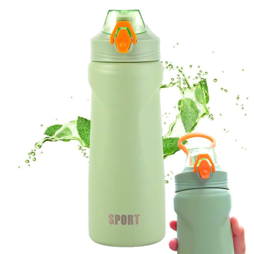 Green Stainless Steel Water Bottle Insulated Vacuum Flask Leak Proof Gym Bottle Bpa Free With Straw Hot And Cold Drinks