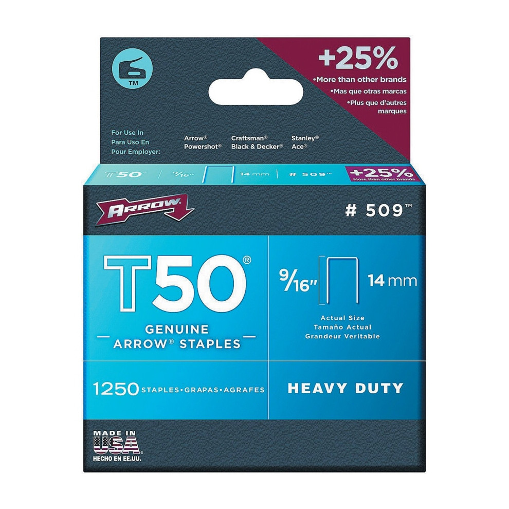 Arrow T50 Staples Size: 9/16" - 14mm Pack: 1250