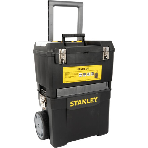 STANLEY Stanley Mobile Work Centre 4 Compartment Black With Wheels 38.7L Capacity Tool Box