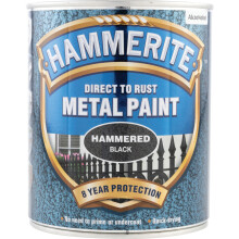 Hammerite HFBL750 Direct to Rust Hammered Finish Metal Paint Black 750ml