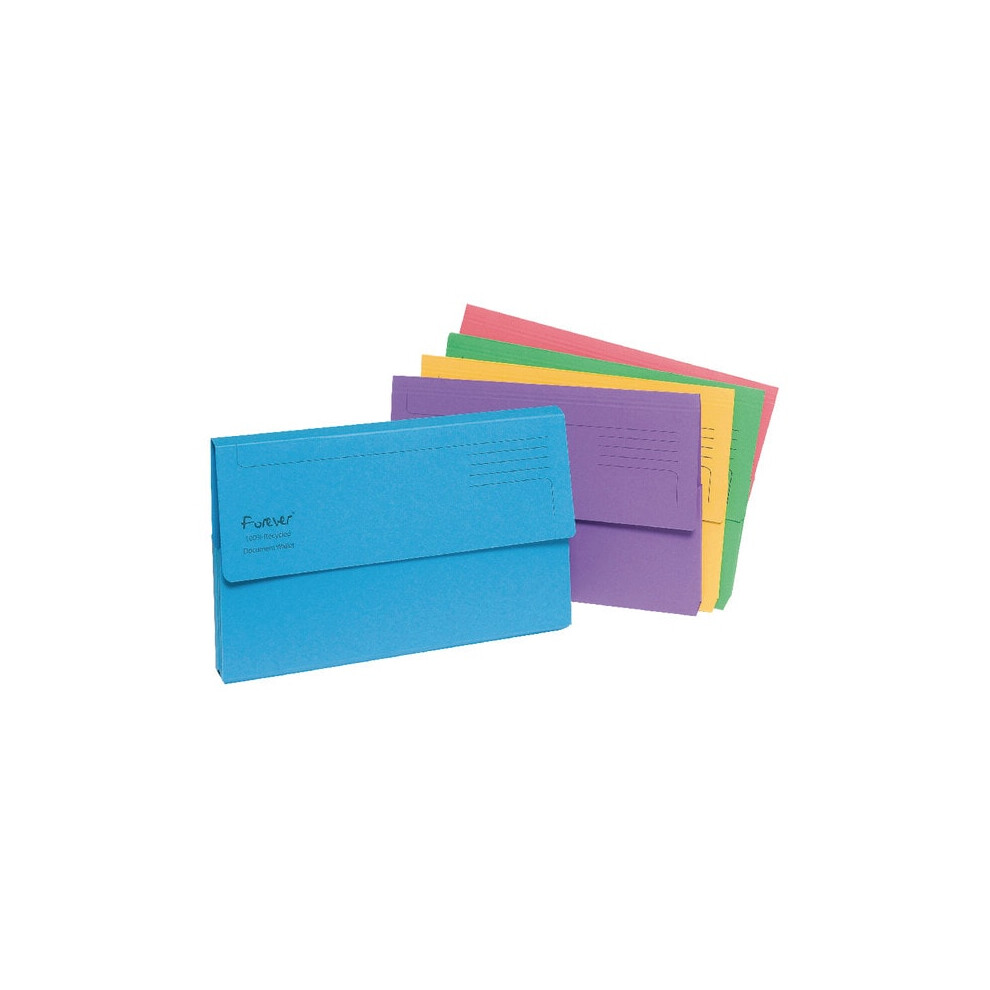 Exacompta Forever Foolscap Document Wallets, 300 gsm, Assorted Colours, Pack of 25