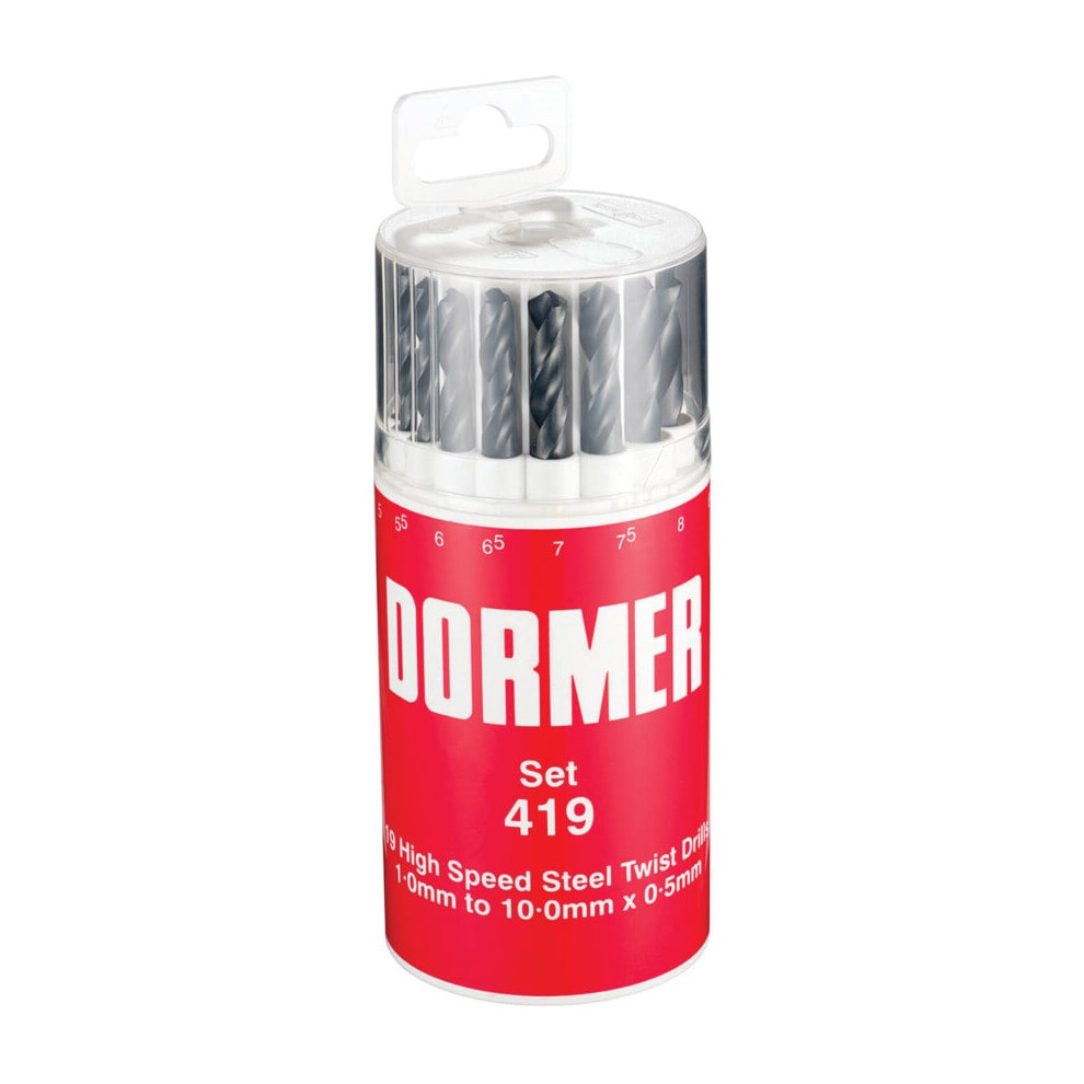 Dormer A191419 No.419 Metric HSS Drill Set of 19 1.0-10.0 x 0.5mm