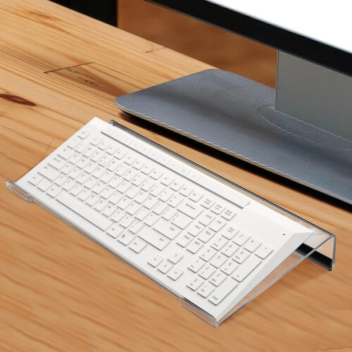Computer Keyboard Stand Clear Acrylic Elevated Display Tray PC Compatible Ergonomic Typing Stand Pair 1