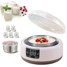 Probiotic Yogurt Maker 1.2L Automatic With Temp & Time Control, 5 Glass Jars For Greek And Vegan Yogurt