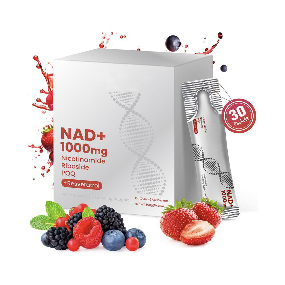 Leatpharkee 30 Packets Nad+ Supplement 1000Mg Drink Mix With Nicotinamide Riboside Berry Flavor Boosts Energy Anti-Aging