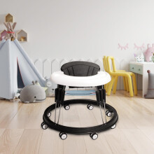 Alivio Foldable Baby Walker with 9-Height Adjustment & 360° Safety (Black & White)