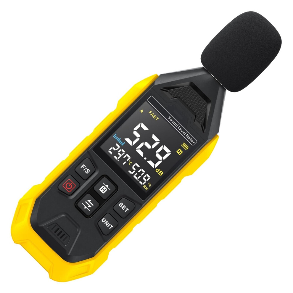Decibel Sound Meter Smart 30-130 Db A-Weighted Digital Sound Level Meter Rechargeable Temperature Humidity Data Hold 9016109586025