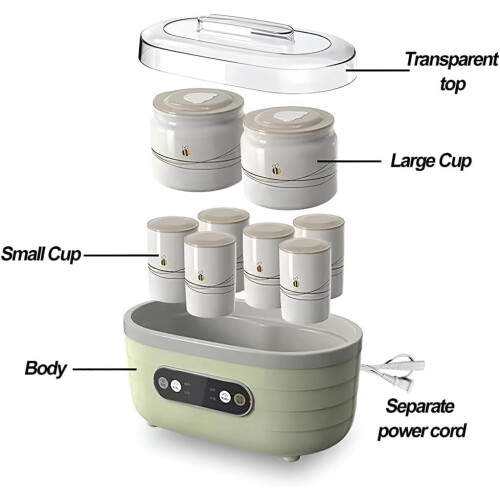 Yoghurt Maker Automatic Mini Rice Wine Machine With 8 Cups 1.7L Capacity LCD Smart Touch Screen DIY Household Use 2