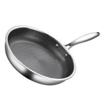 Ergonomic Handle Stainless Steel Wok Frying Pan Induction/Electric/Gas Stove Easy Clean Induction Compatible Easy Clean