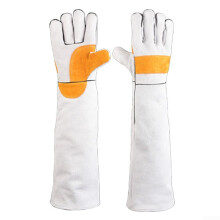 Leather Gloves Bite Protection For Pet Grooming White 60cm