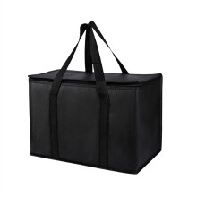 Delivery Bags 43L Insulated Tote Bag - Waterproof Grocery Cooler, Zippered Thermal Case, Market Organizer, Black