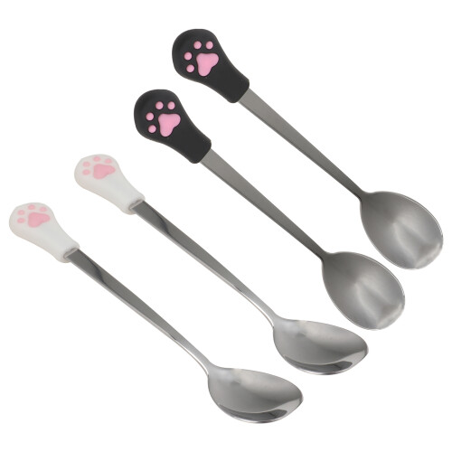 4 stücke hundefutterlöffel aus mit katzenpfoten-design
