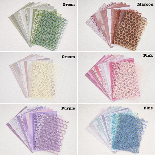 90 Sheets Scrapbook Paper And Decorative Mesh Fabric Assorted Set A 2