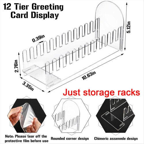 2 Pcs 12 Tier Acrylic Greeting Card Display Stand Portable Display 2