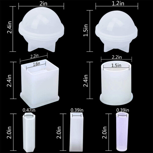 8Pcs Silicone Epoxy Resin Casting Art Molds Include Round, Square 2