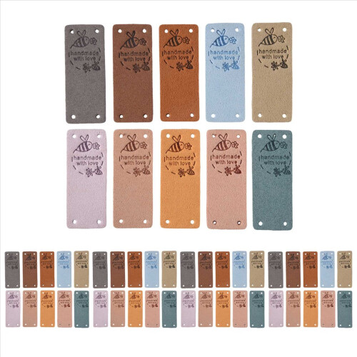 50Pcs Handmade Label Hang Tags for Handmade with Love Tags Leather 1